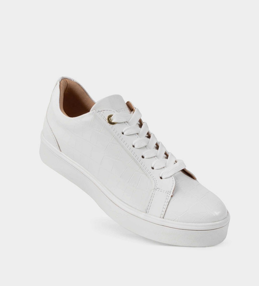 DAMES Brantano SNEAKERS | Witte getextureerde sneakers