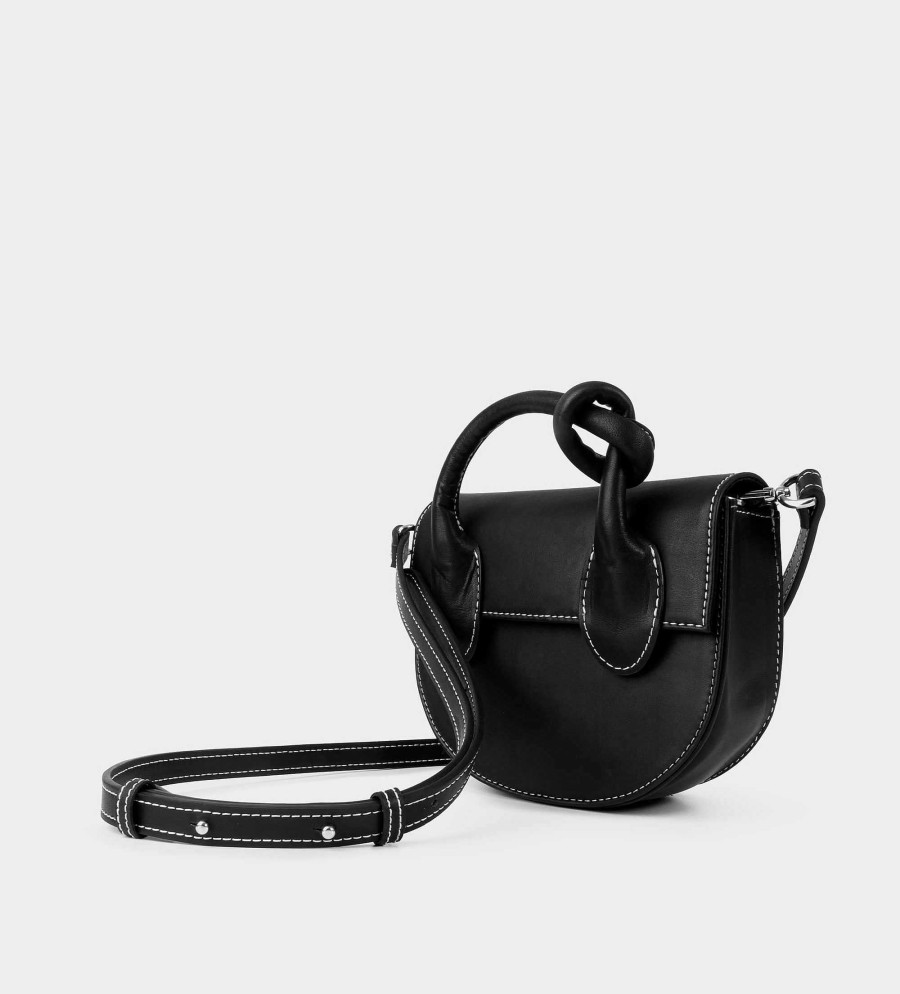 DAMES Brantano TASSEN | Crossbody van zwart leer met knoop