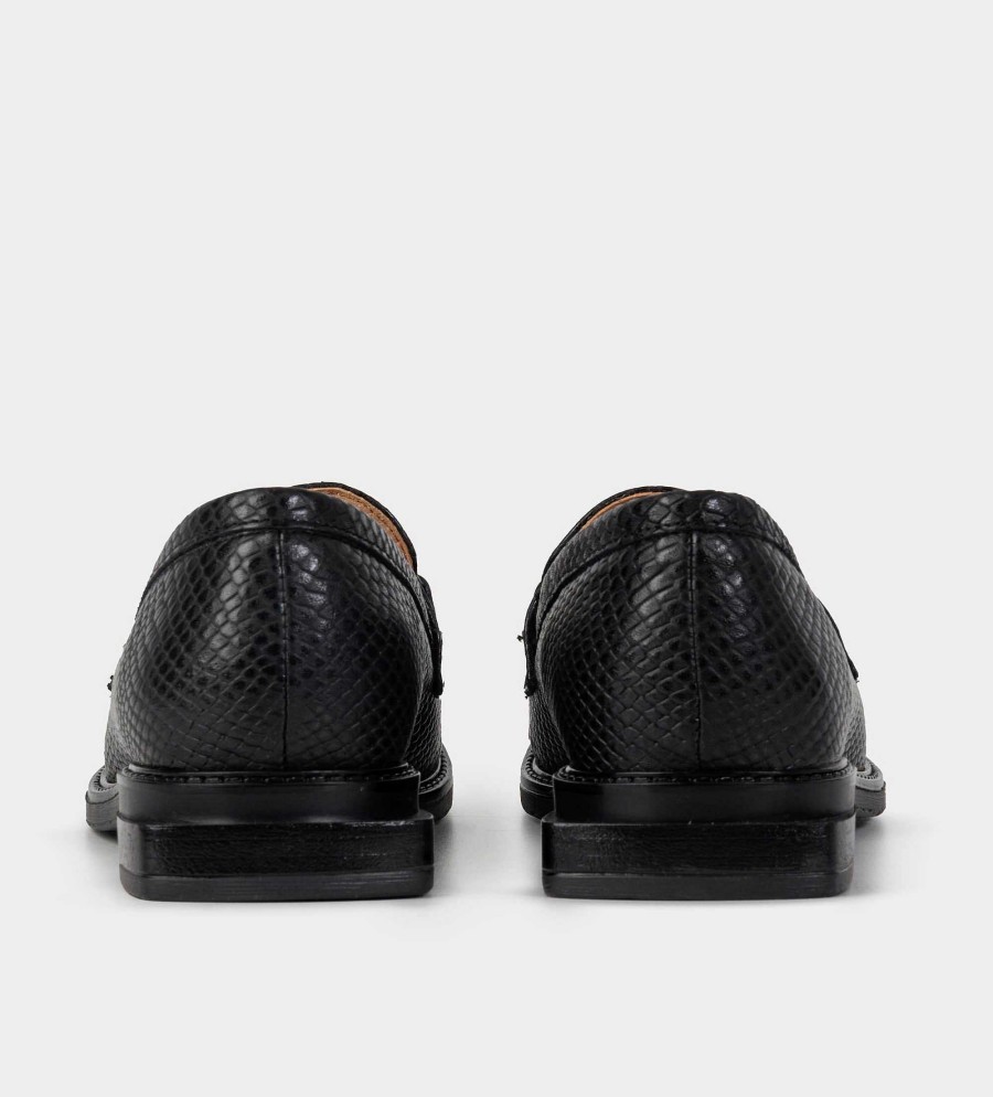 DAMES Brantano PLATS EN LOAFERS | Zwart lederen hardware mocassin