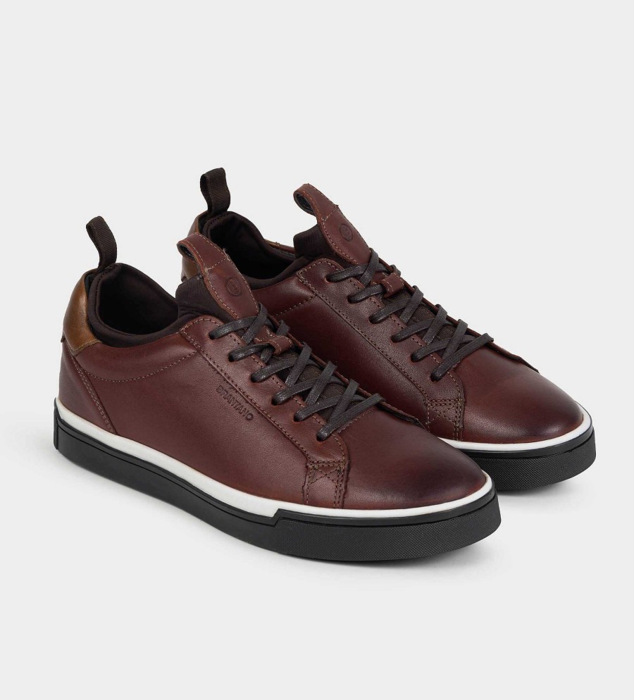 HEREN Brantano SNEAKERS | Casual wijn lederen sneakers