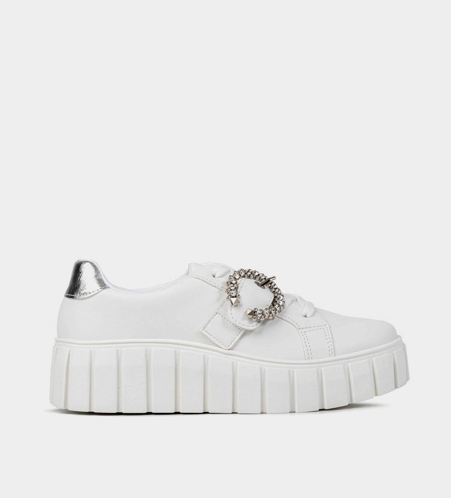 DAMES Brantano SNEAKERS | Witte hardwareplatformsneaker