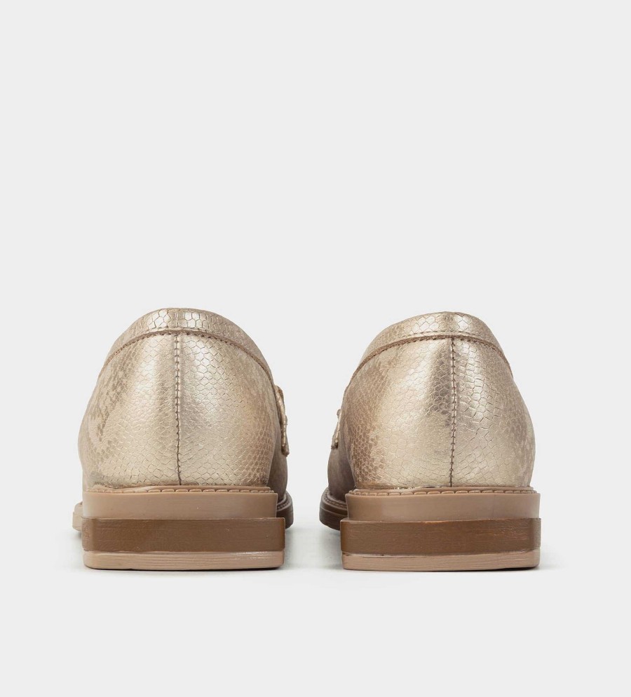 DAMES Brantano PLATS EN LOAFERS | Gouden lederen hardware mocassin