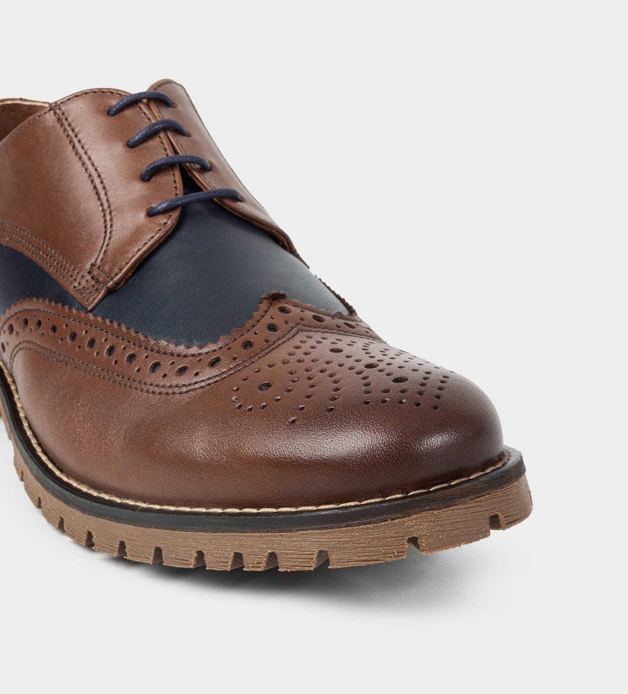 HEREN Brantano JURK | Derby Wingtip Leer Bruin/Blauw