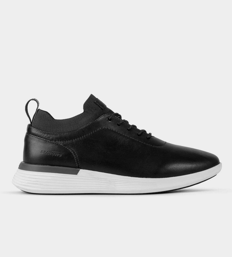 HEREN Brantano SNEAKERS | Zwart lederen slip-on sneaker