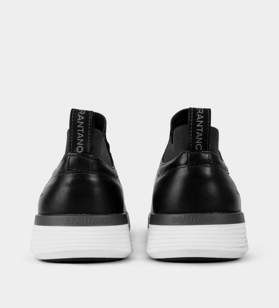 HEREN Brantano SNEAKERS | Zwart lederen slip-on sneaker