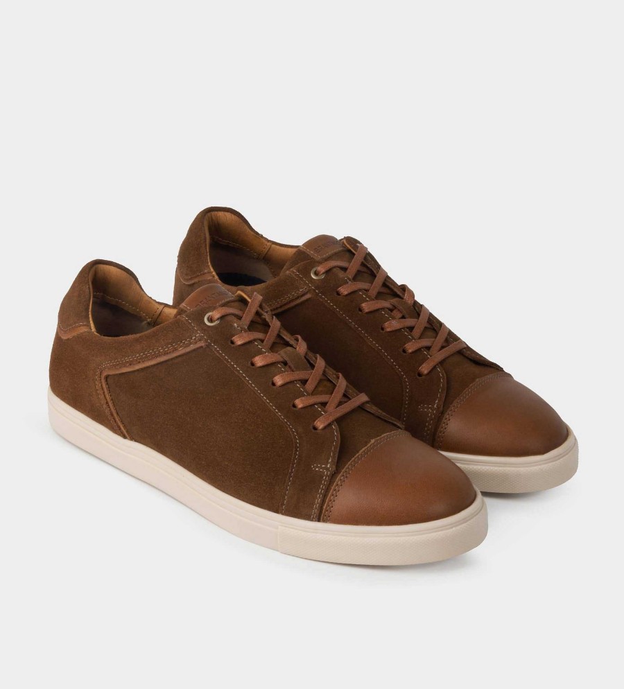 HEREN Brantano SNEAKERS | Bruin lederen suède sneaker