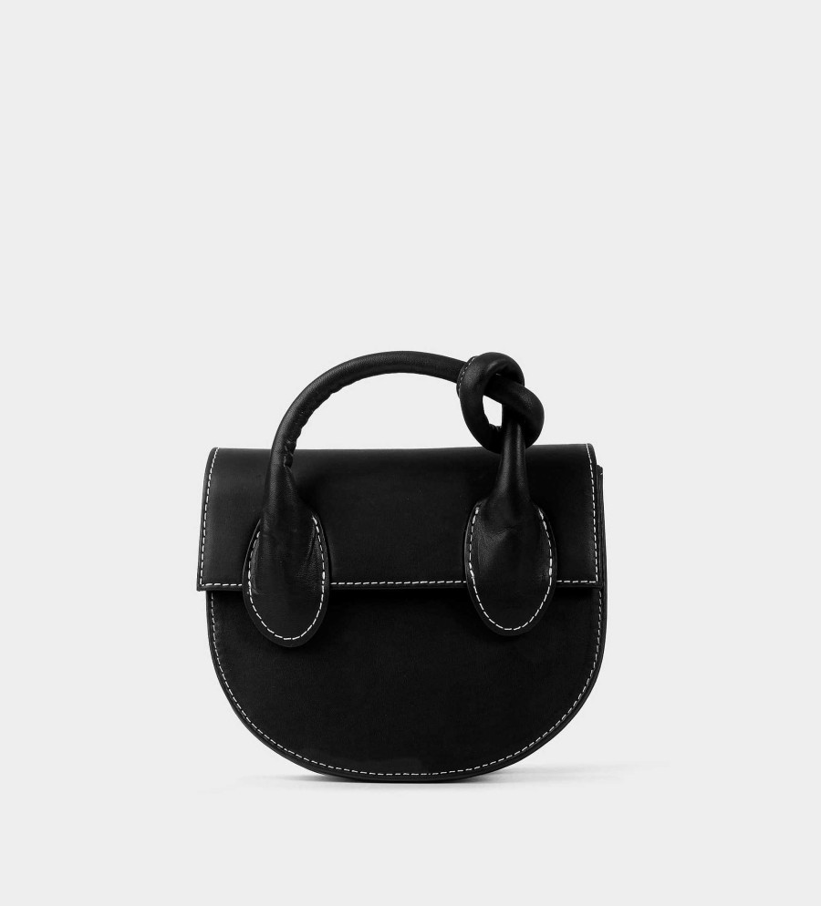 DAMES Brantano TASSEN | Crossbody van zwart leer met knoop