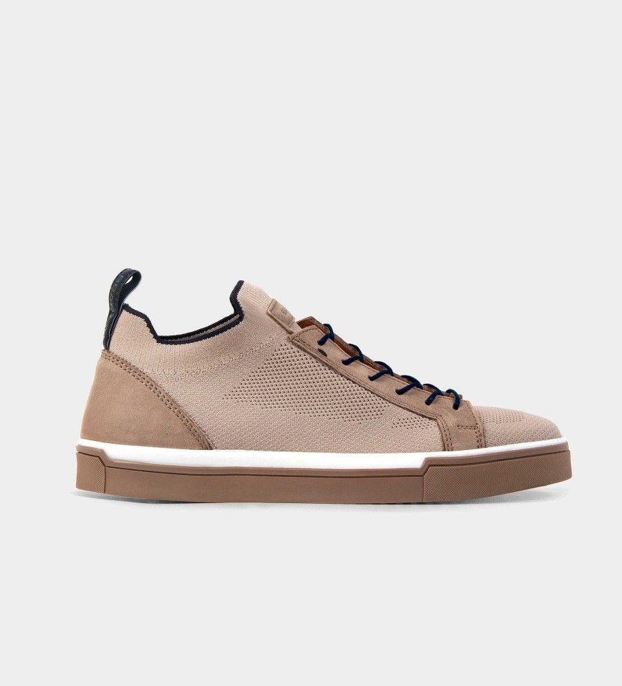 HEREN Brantano SNEAKERS | Beige textiel-sneakers uit meerdere delen