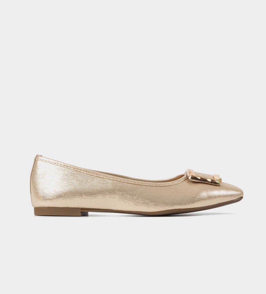 DAMES Brantano PLATS EN LOAFERS | Ballerina platte gouden hardware