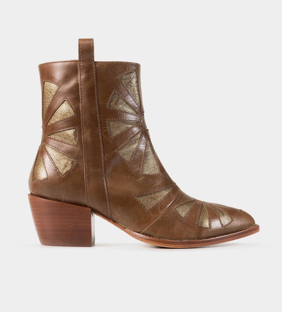 DAMES Brantano LAARZEN EN ENKELLAARSJES | Bruin metallic leren western enkellaars