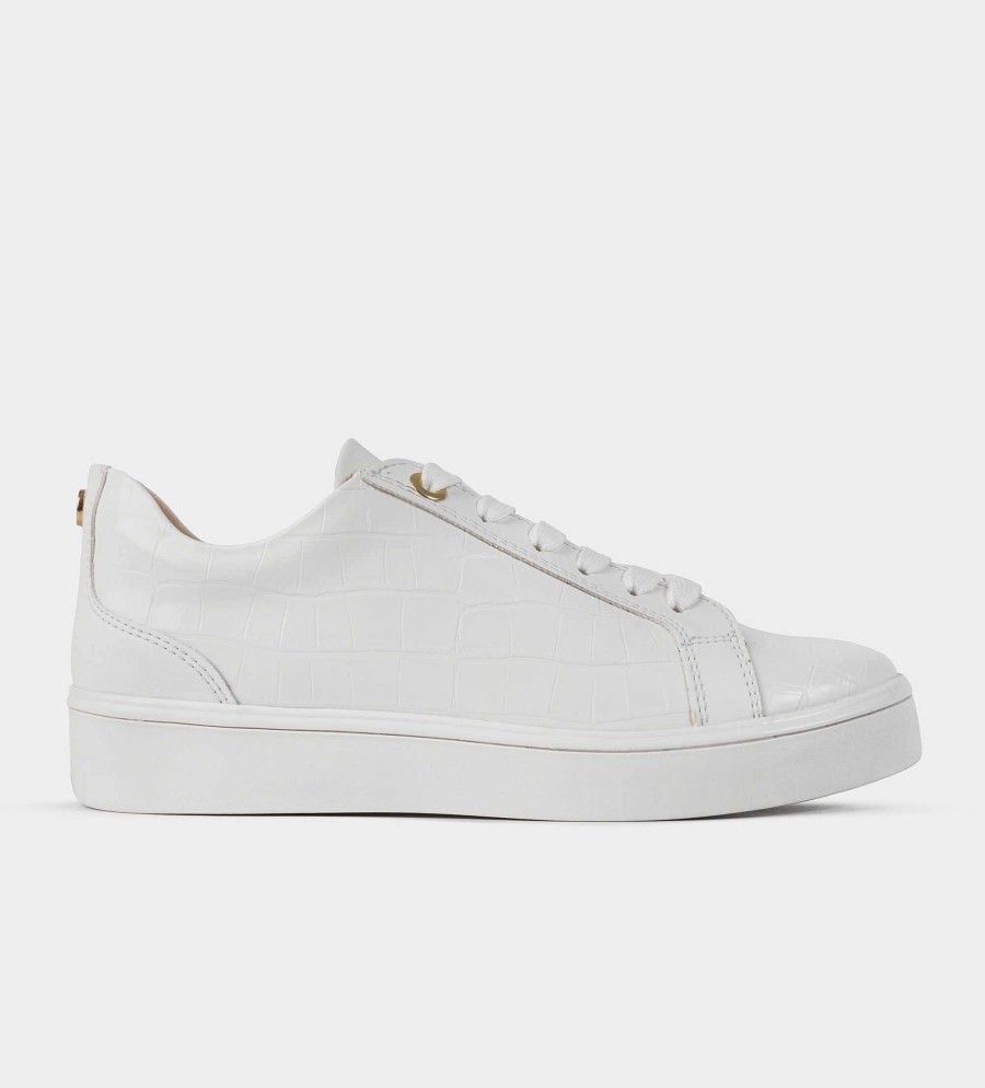 DAMES Brantano SNEAKERS | Witte getextureerde sneakers