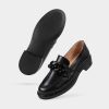 DAMES Brantano PLATS EN LOAFERS | Zwart gegraveerde hardware casual mocassin