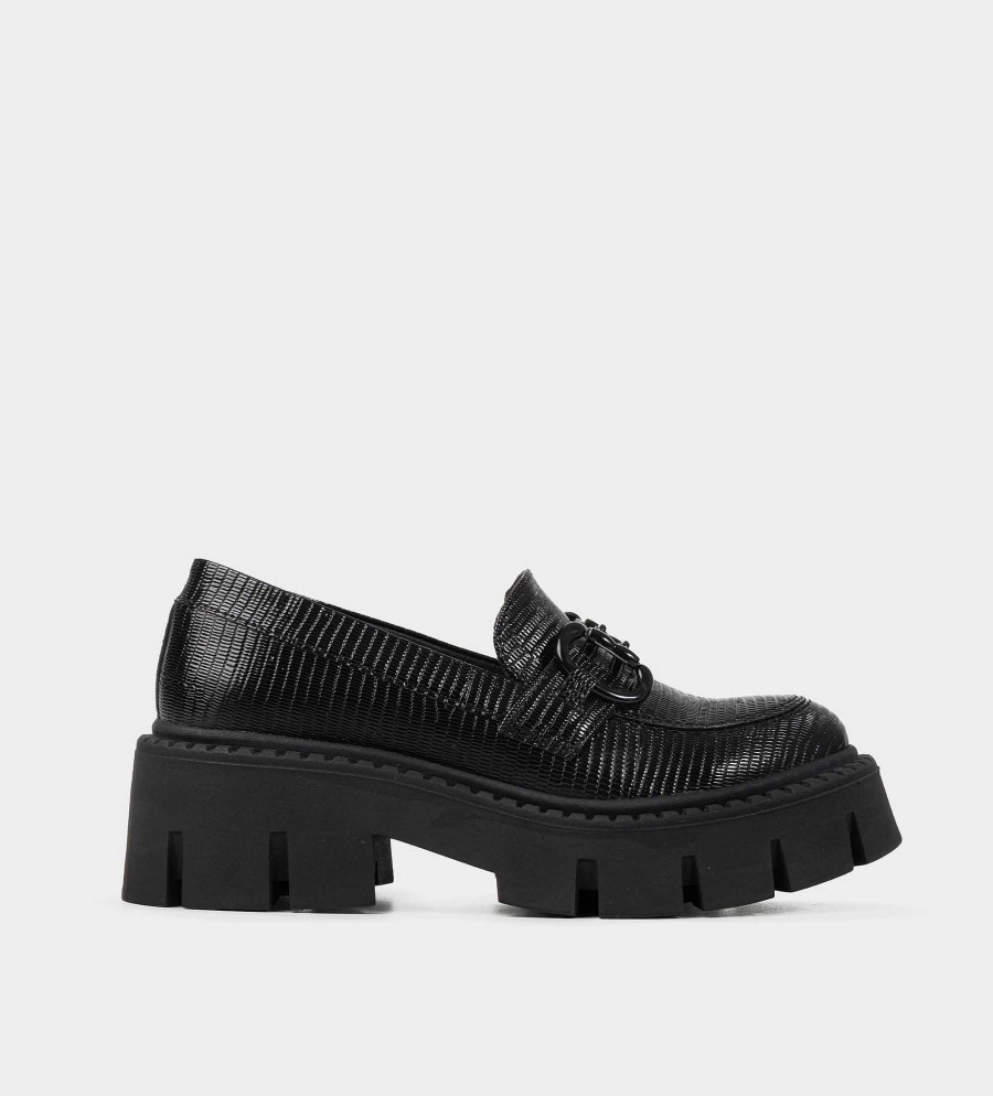 DAMES Brantano PLATS EN LOAFERS | Track mocassin zwarte hardware