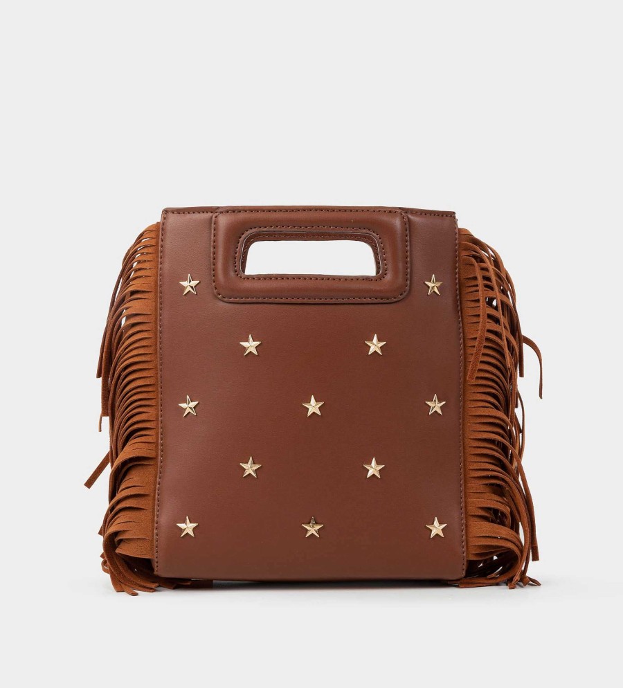 DAMES Brantano TASSEN | Tan gefranjerde mini-tas