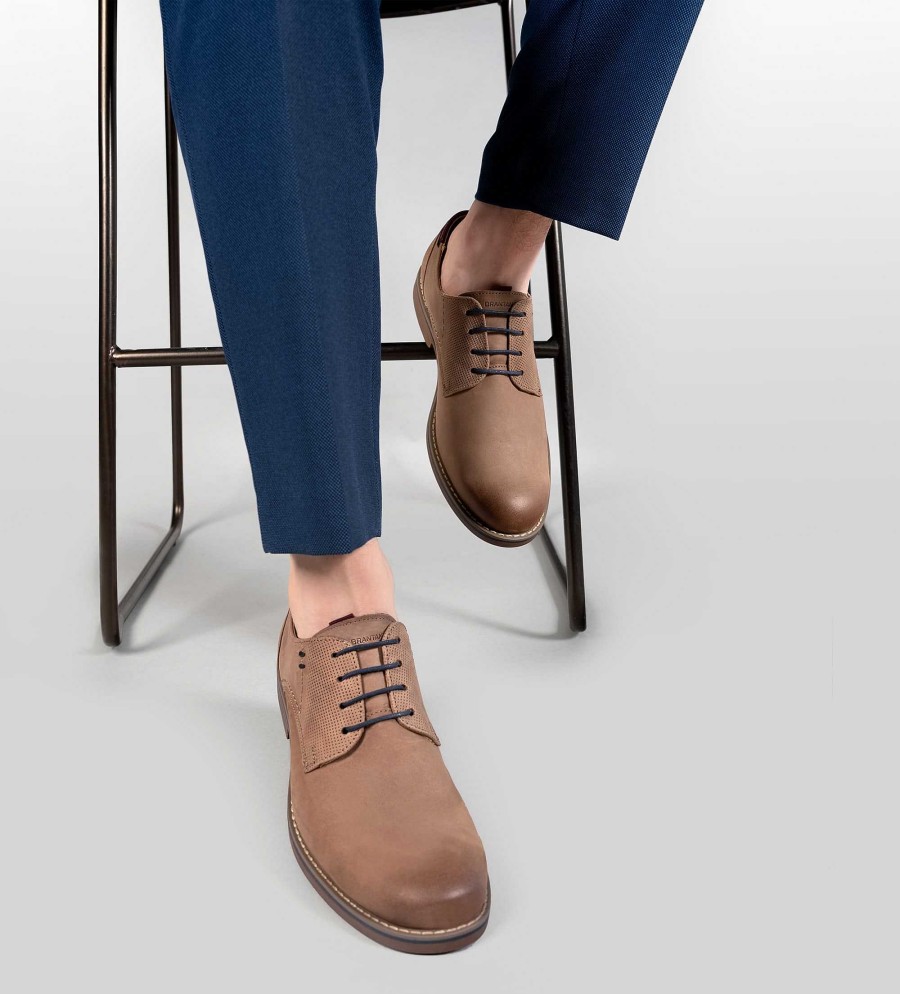 HEREN Brantano CASUAL | Taupe nubuck vrijetijdsschoen