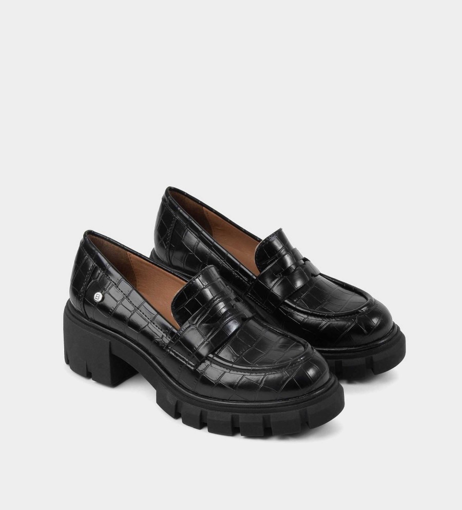 DAMES Brantano PLATS EN LOAFERS | Zwarte Track-moccasin